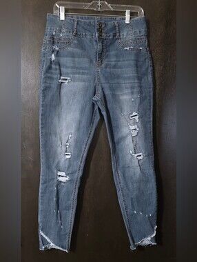 💢4For$20No Boundaries High-rise Sculpting Distressed Jegging/Jeans Junior Sz 15
